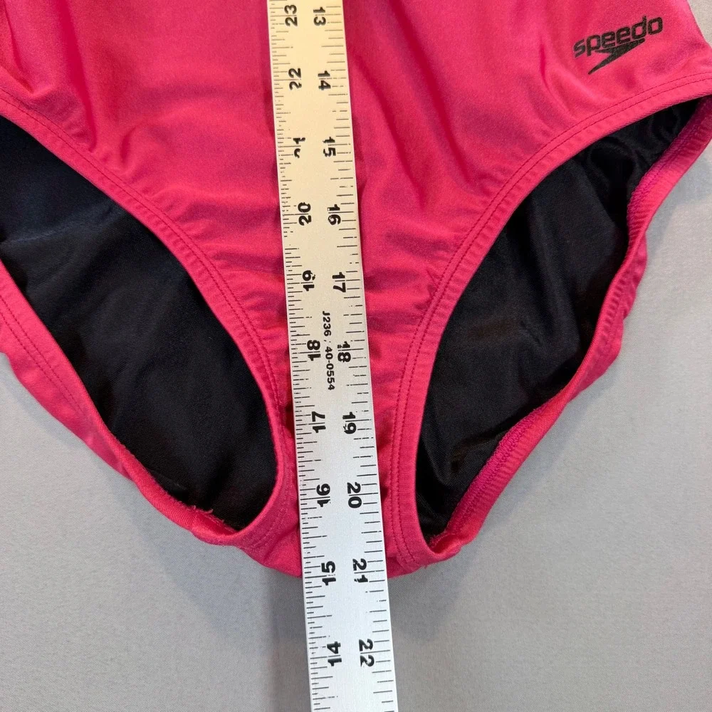 Speedo Womens Pink One Piece Swimsuit Racerback Athletic Swim 8 Training Beach
